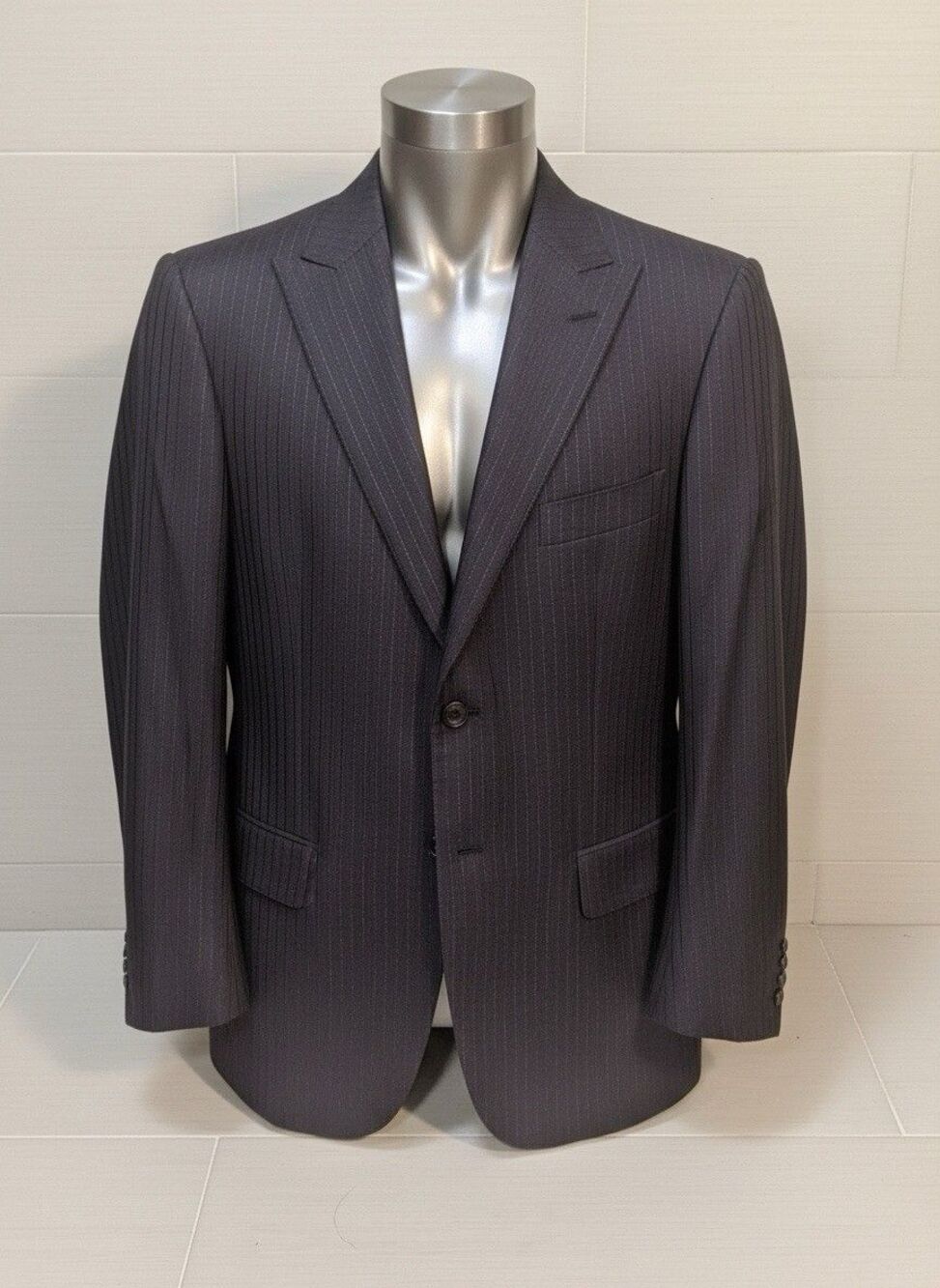 Isaia Napoli Luxury 100 Percent Silk Textured Striped Sports Coat 54R EU